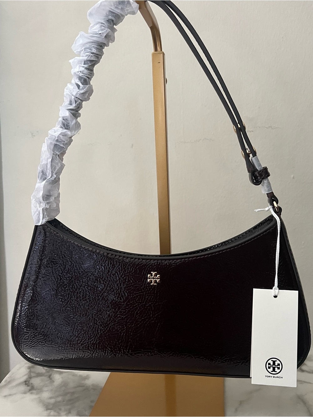 Tory Burch Burgundy Oxblood Patent Leather Shoulder Bag NWT - Picture 11 of 16